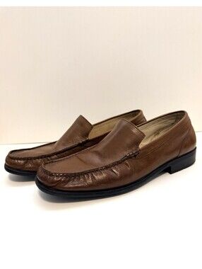 Deer Stags Mens 10M Brown Leather Loafers Slip On Comfort Dress Shoes